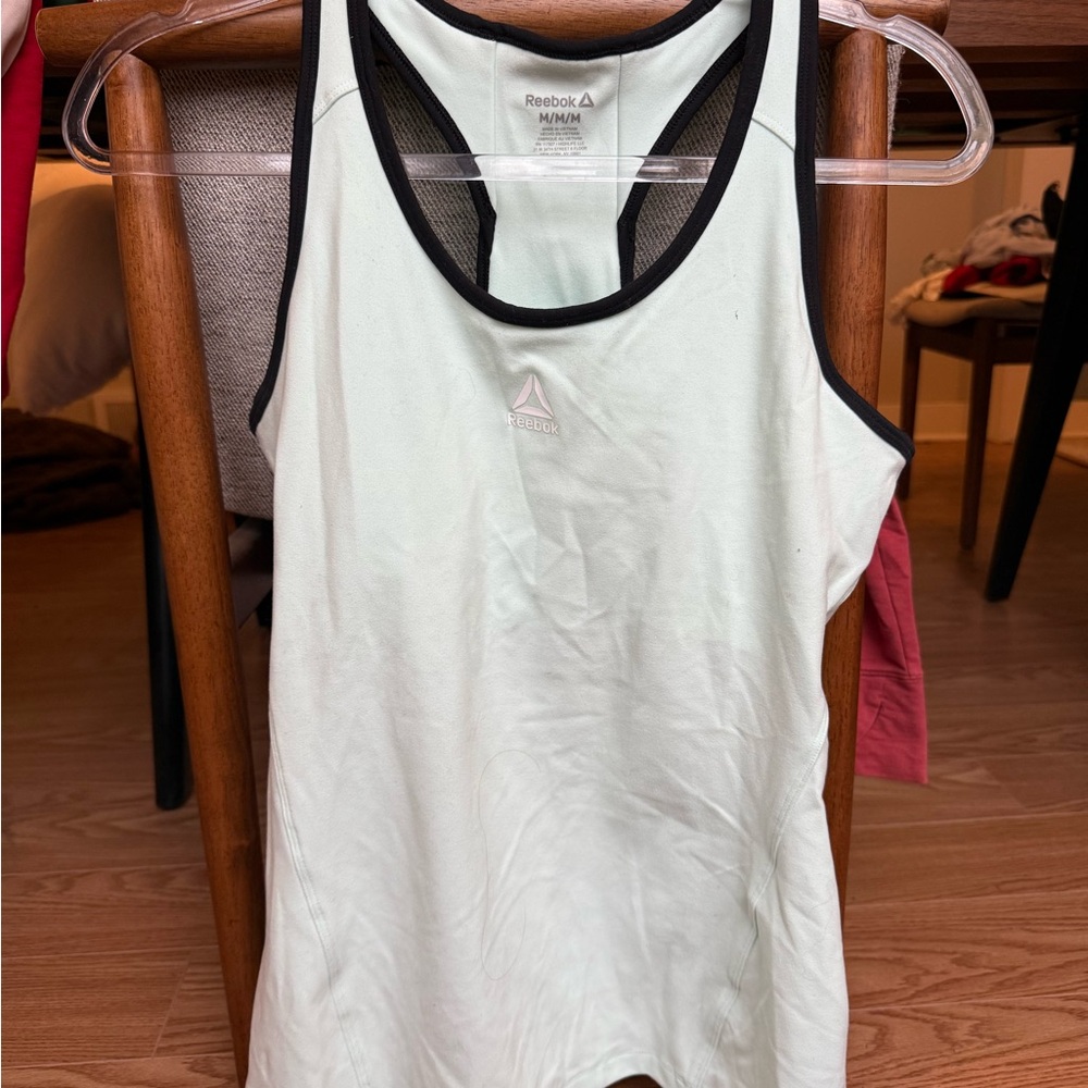 Reebok Light Green/Blue Athletic Tank with Built in Bra